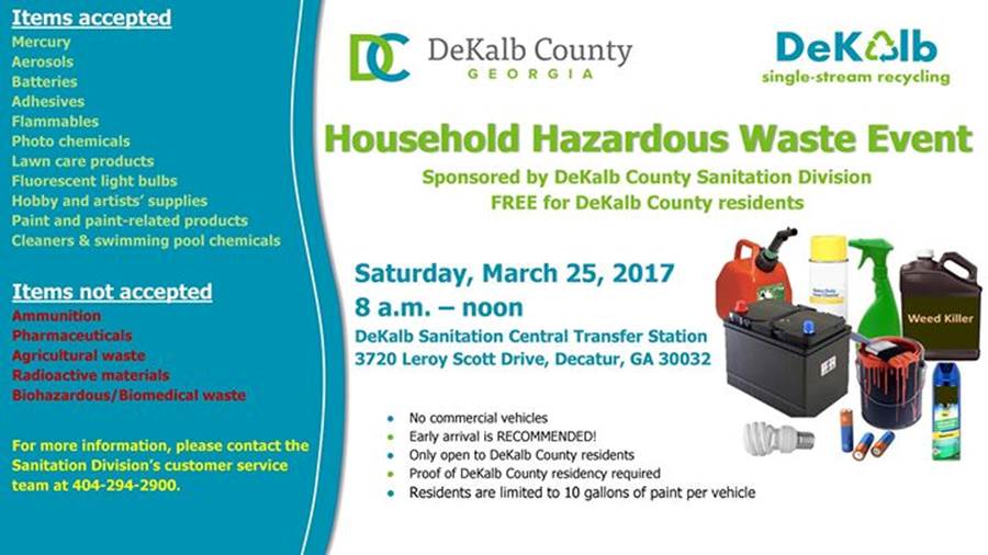 Household Hazardous Waste Event Dekalb County Ga
